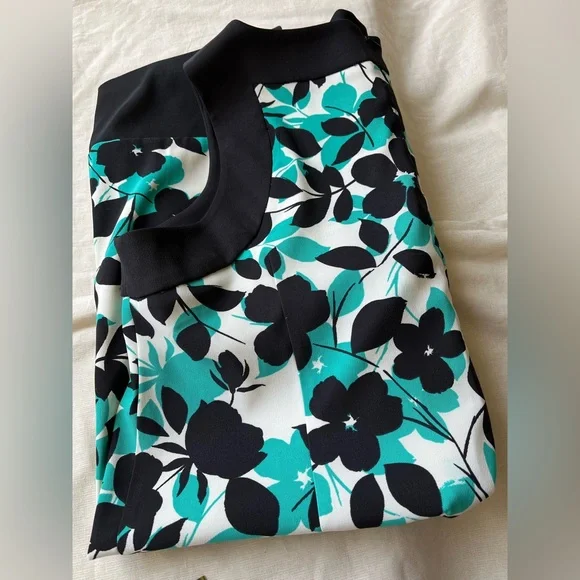 Jessica Howard Dress - Floral Print - Teal, Black and White - size 18W - Picture 14 of 15